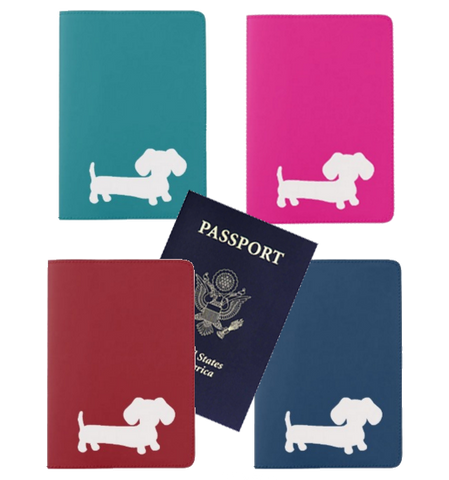 Dachshund Passport Holder in Pink, Teal, Navy or Red