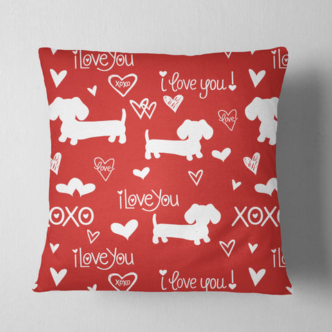 I Love Dachshunds Red Pillow