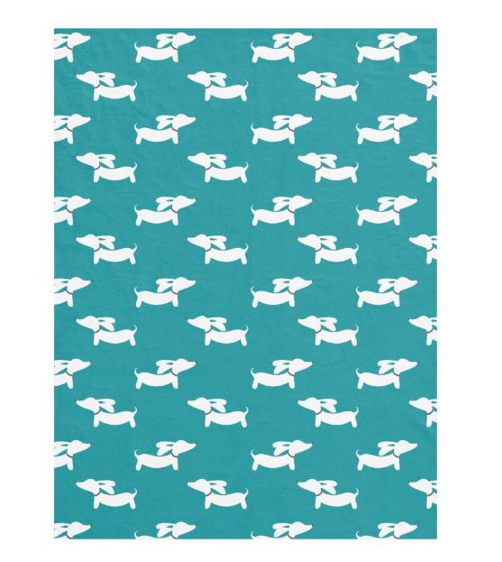 Teal Dachshund Patterned Blanket, The Smoothe Store