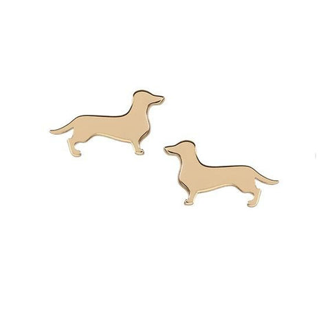 Chic Dachshund Earrings | Gold-Toned Studs