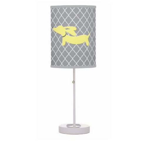 Yellow and Gray Sausage Dog Table Lamp