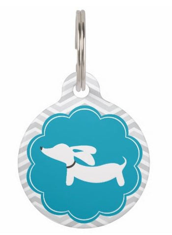 Dachshund on Scalloped Circle Dog ID Tags, The Smoothe Store