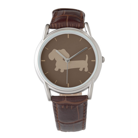Black, Brown or Gray Dachshund Leather Watches, The Smoothe Store