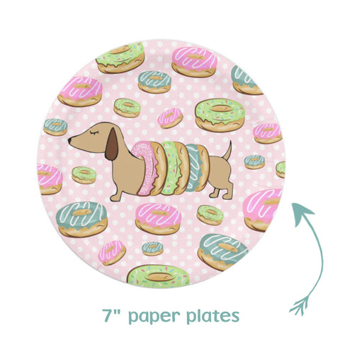 Doxies and Donuts Paper Party Plates