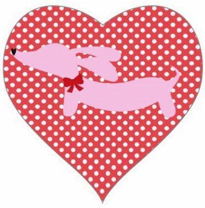 Pink Dachshund Heart Shaped Stickers, The Smoothe Store