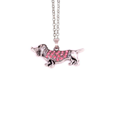 Wiener Dog Necklace | Vintage Inspired Pink or Clear