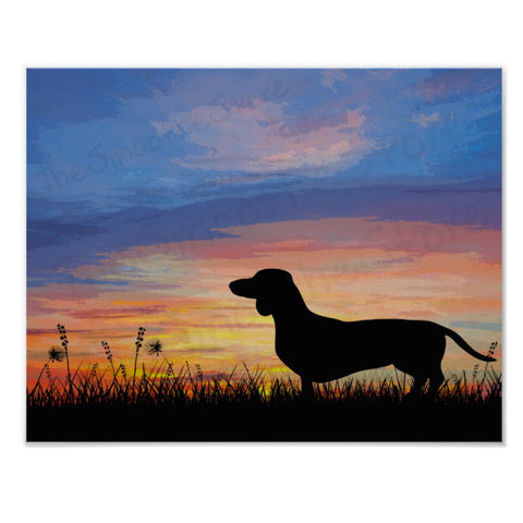 Dachshund Sunrise Art or Wiener Dog Dusk Print, The Smoothe Store