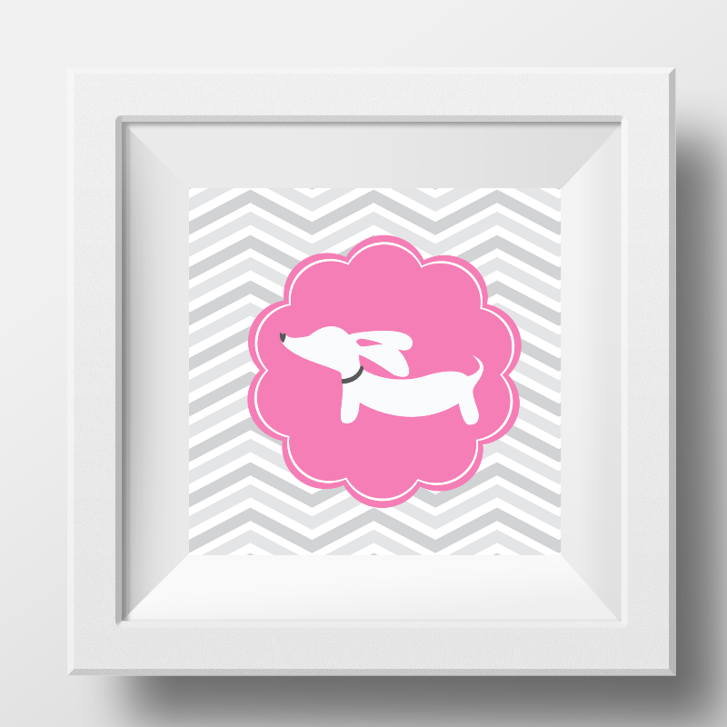 Pink & Gray Dachshund Artwork Prints, The Smoothe Store