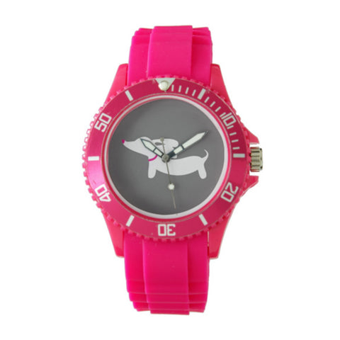 Sporty Pink Dachshund Silicone Band Watch, The Smoothe Store