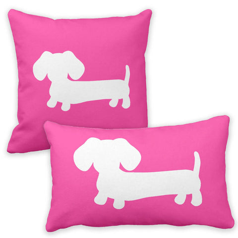 Pink & White Dachshund Pillow