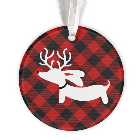 Buffalo Plaid Dachshund Christmas Tree Ornament, The Smoothe Store