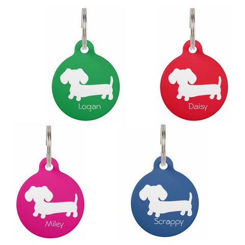 ID Tags | White Puppy Doxie on Various Colors