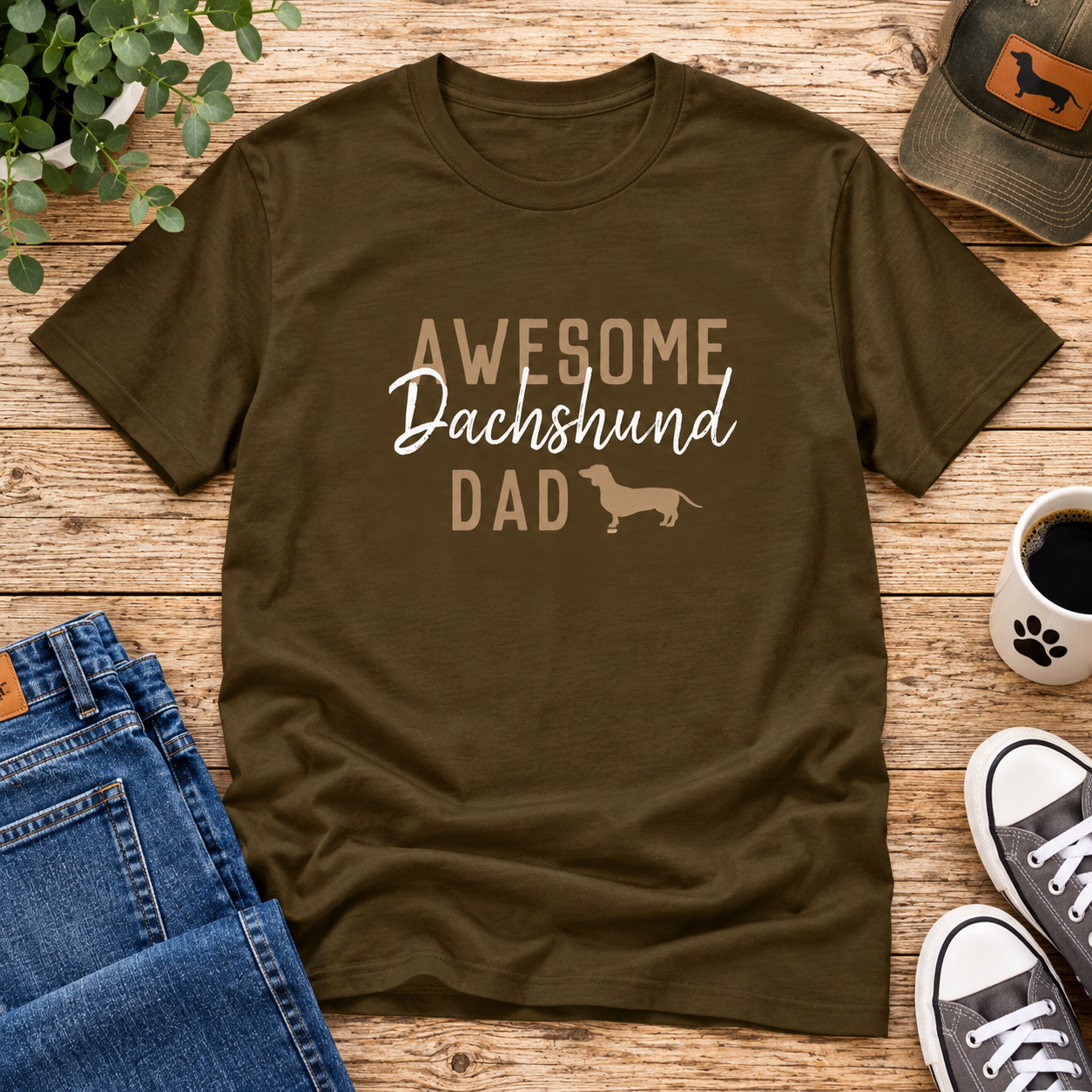 Awesome Dachshund Dad T-Shirt – Funny Wiener Dog Dad Gift