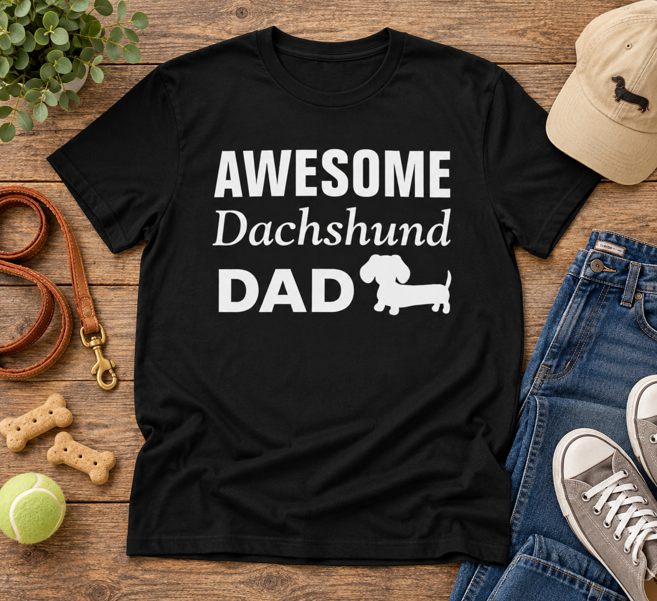Awesome Dachshund Dad T-Shirt – Funny Wiener Dog Dad Gift