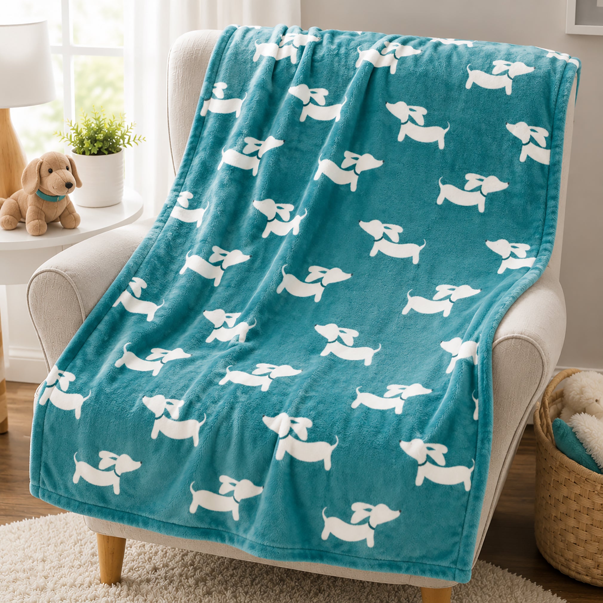Dachshund Patterned Blanket