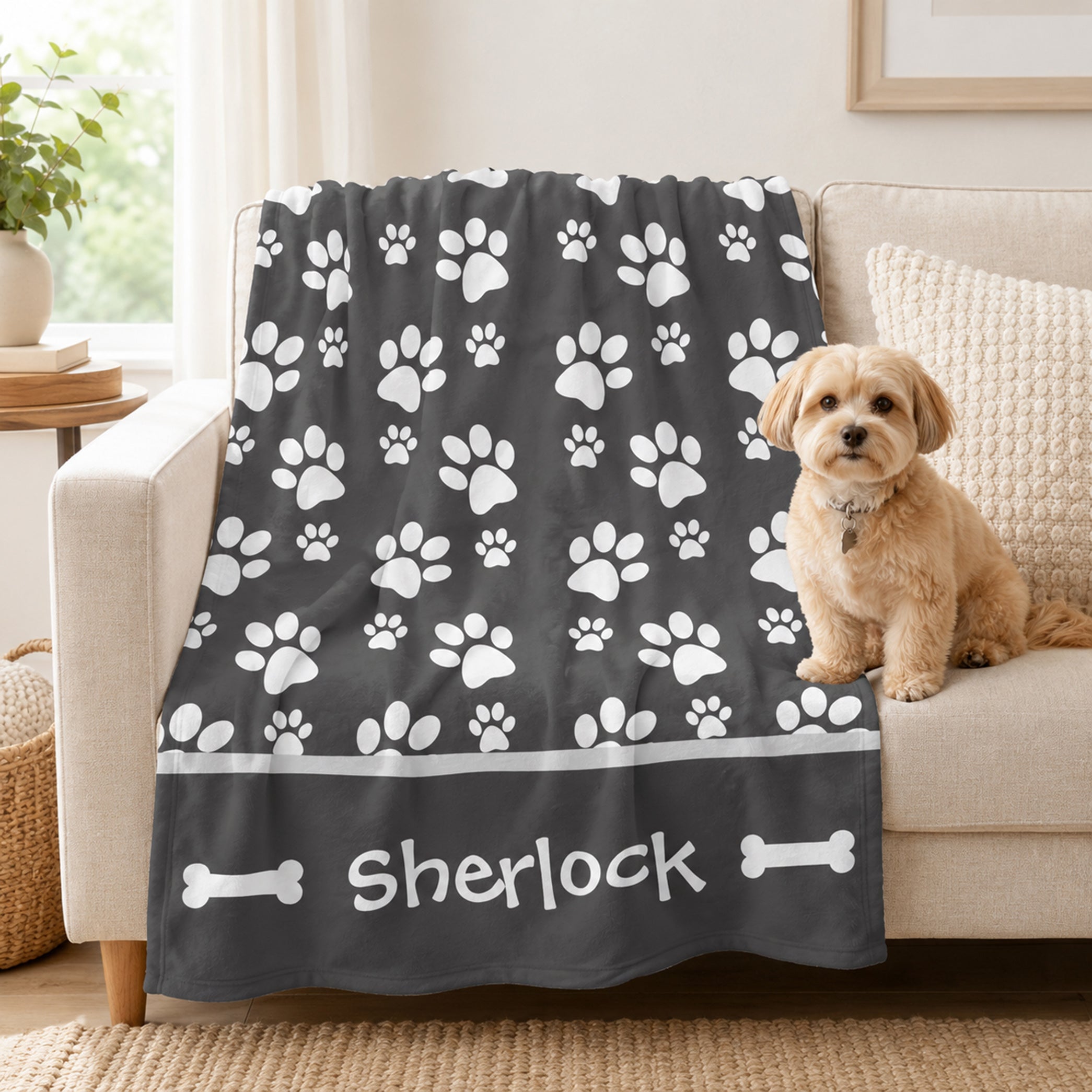 Personalized Dog Blanket - Paw Prints