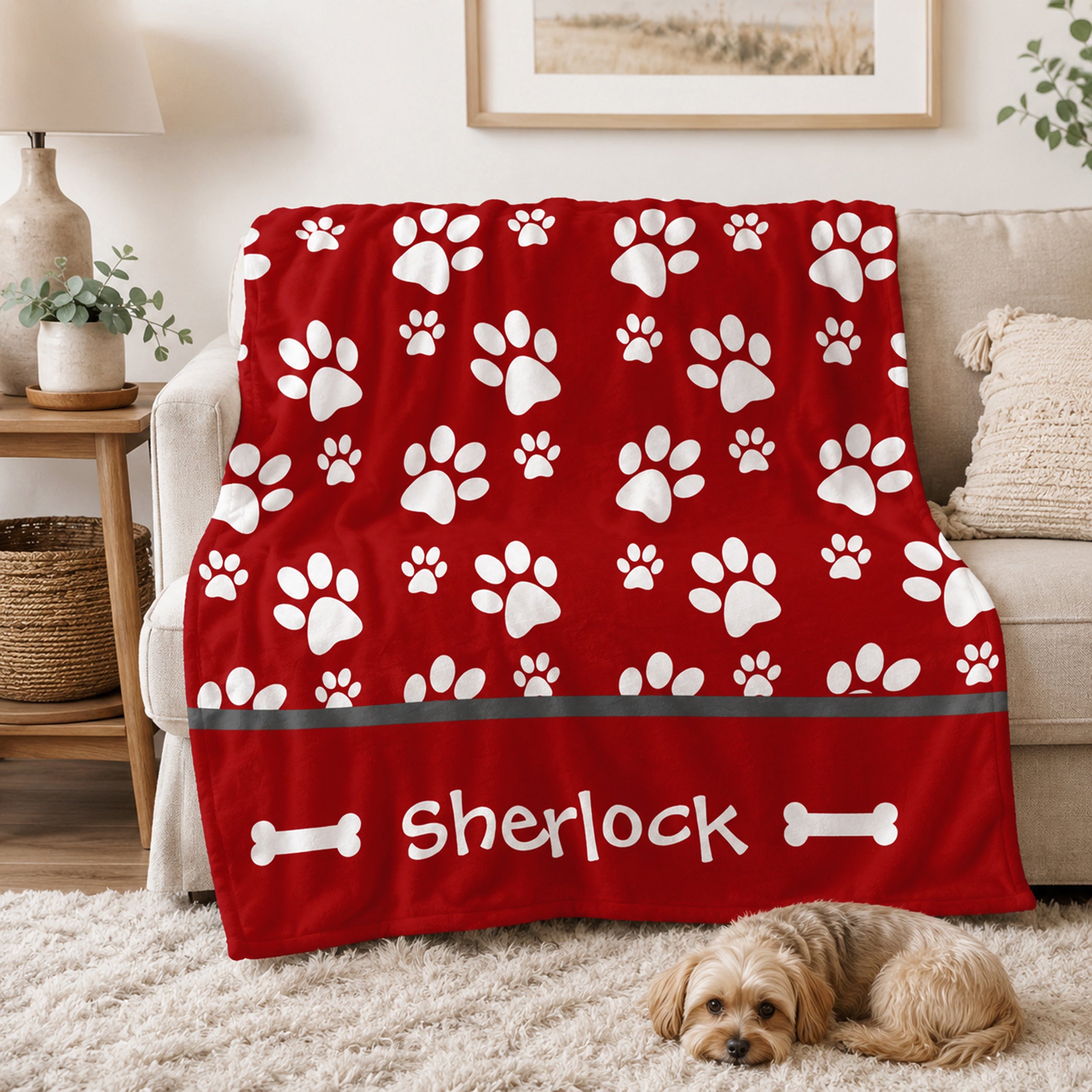 Personalized Dog Blanket - Paw Prints