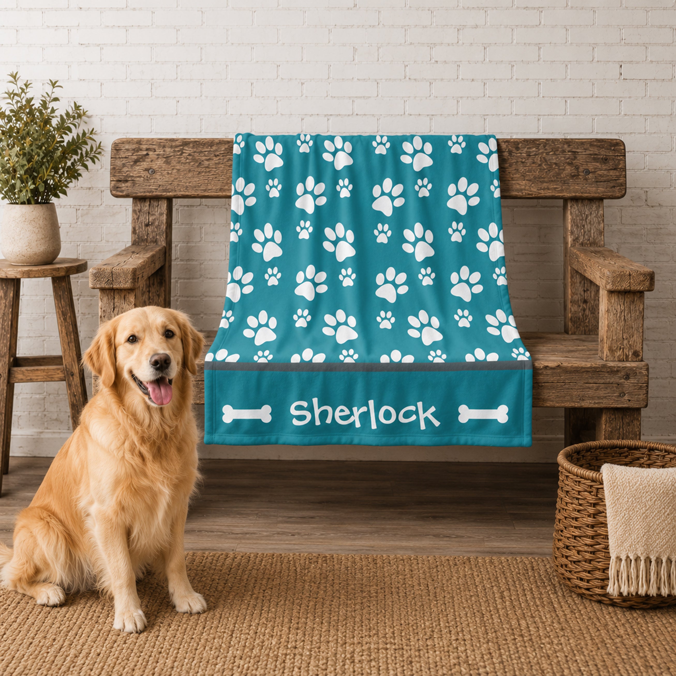 Personalized Dog Blanket - Paw Prints
