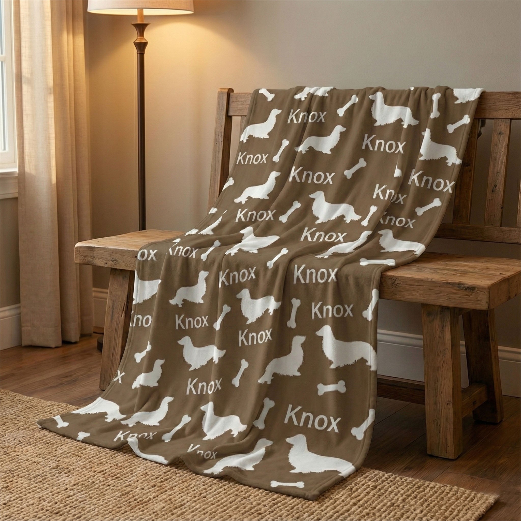 Long Hair Dachshund Personalized Fleece Blanket