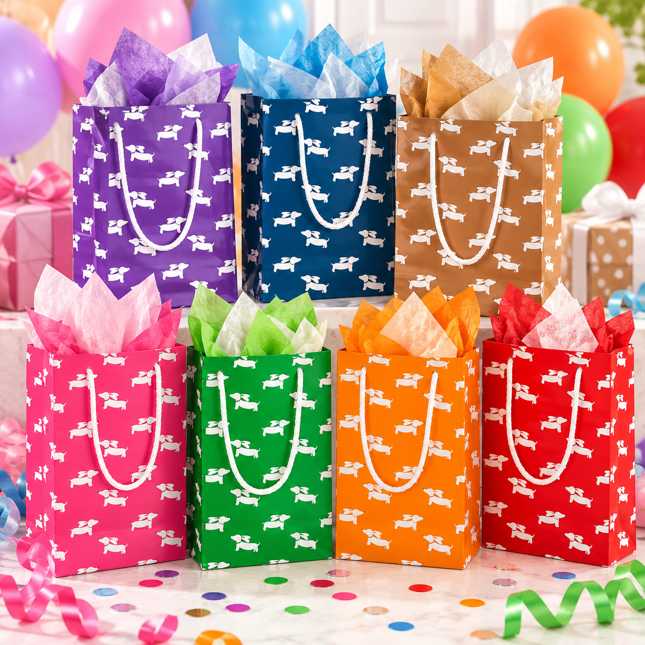 Colorful Dachshund Gift Bags – Wiener Dog Party Gift Bags