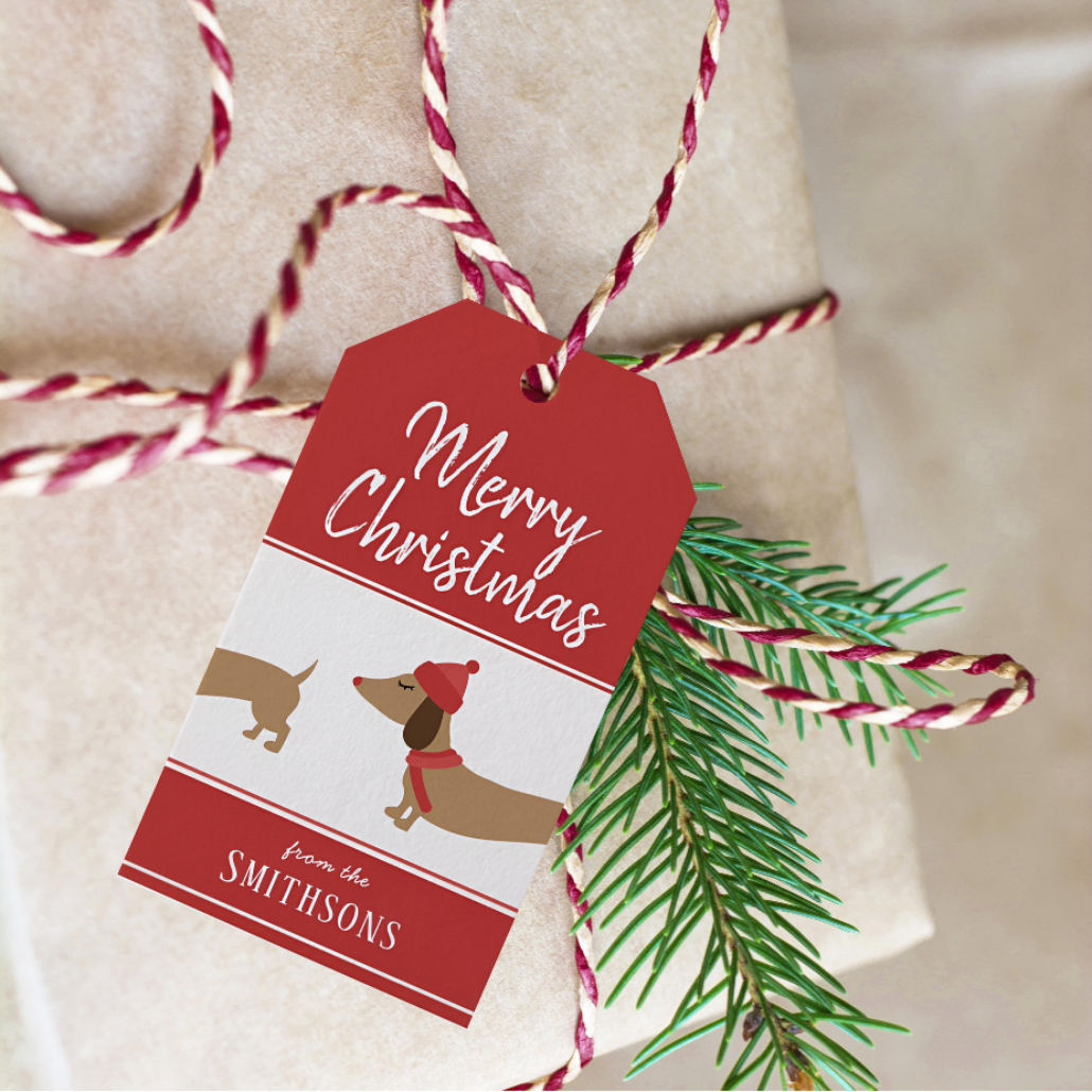 Doxie themed Christmas gift tags