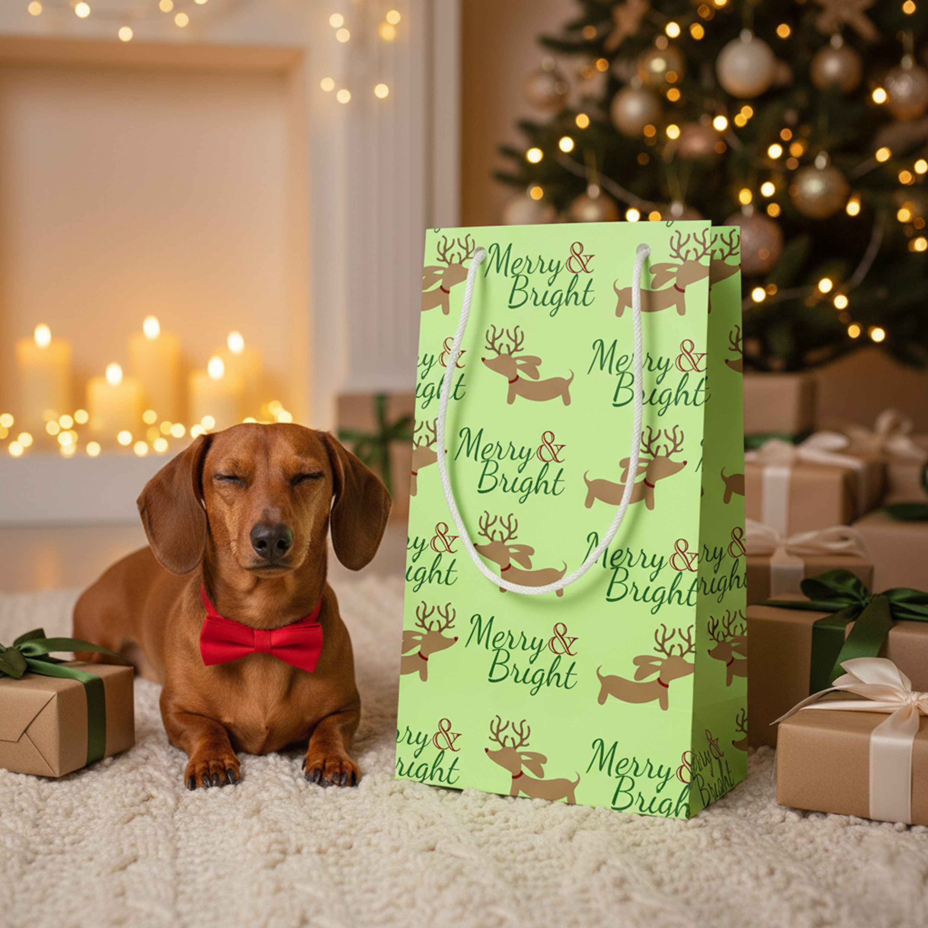 Merry & Bright Dachshund Christmas Gift Bags