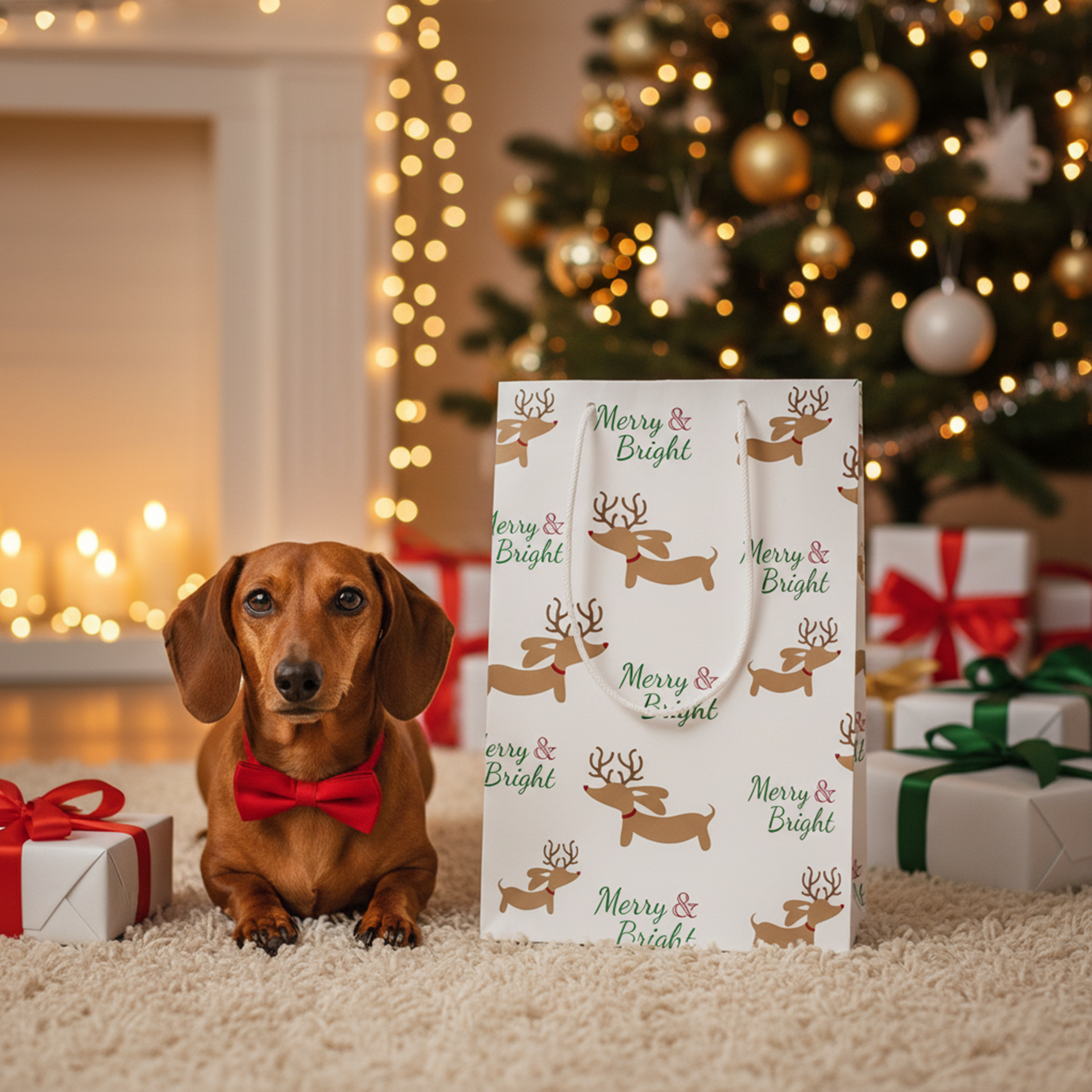 Merry & Bright Dachshund Christmas Gift Bags