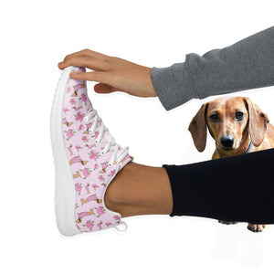Dachshunds & Pink Flower Women's Sneakers