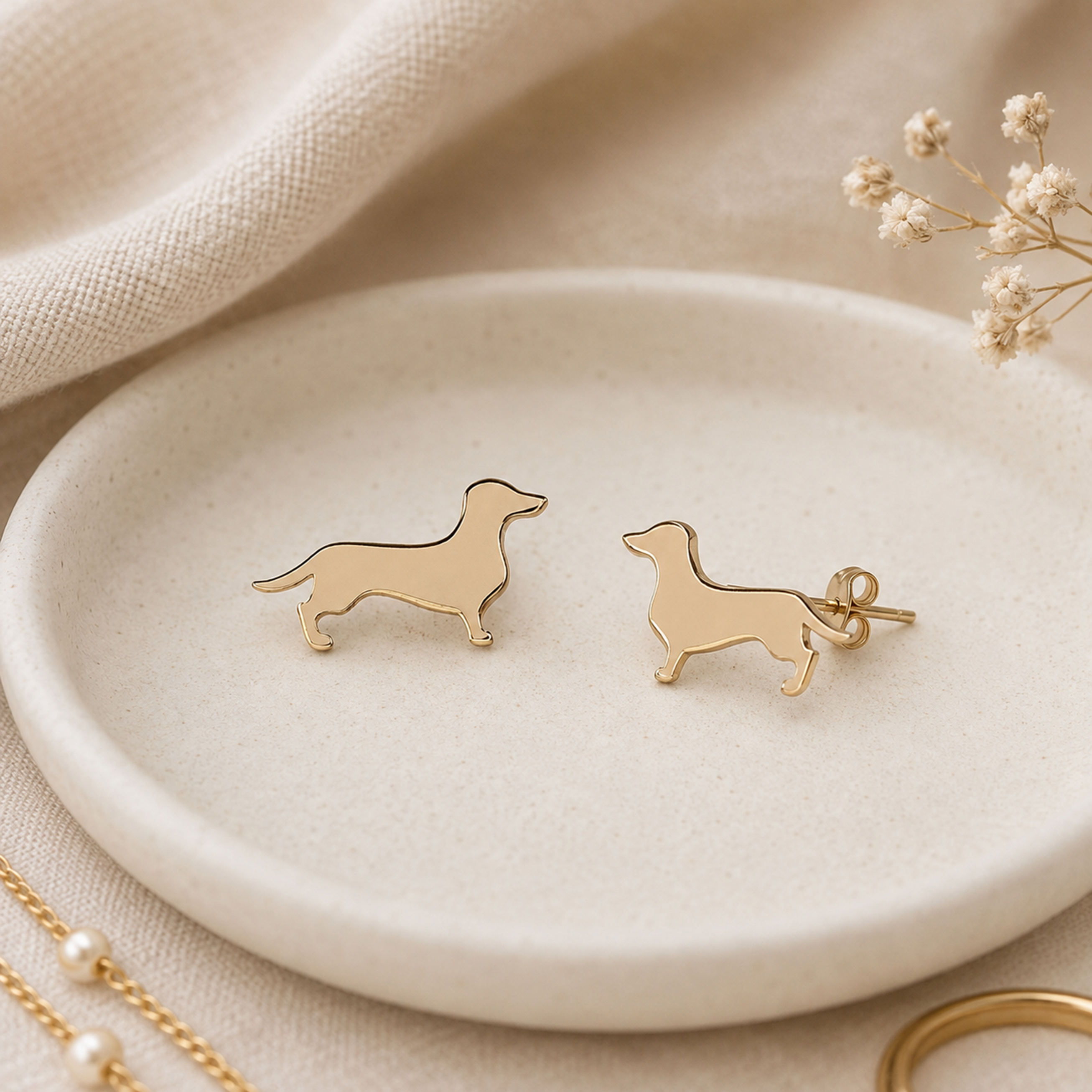 Chic Dachshund Earrings | Gold-Toned Studs
