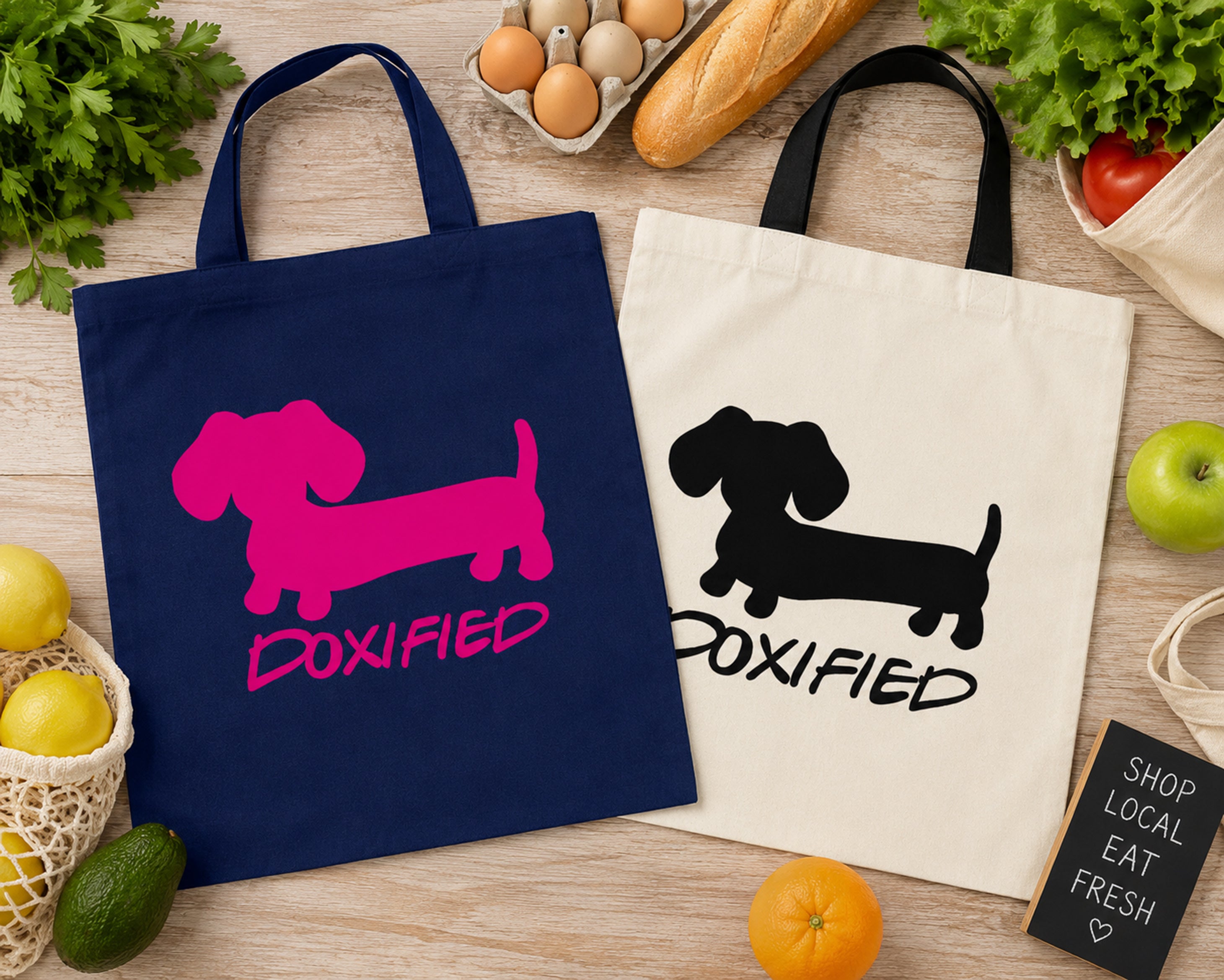 Doxified Wiener Dog Tote Bags
