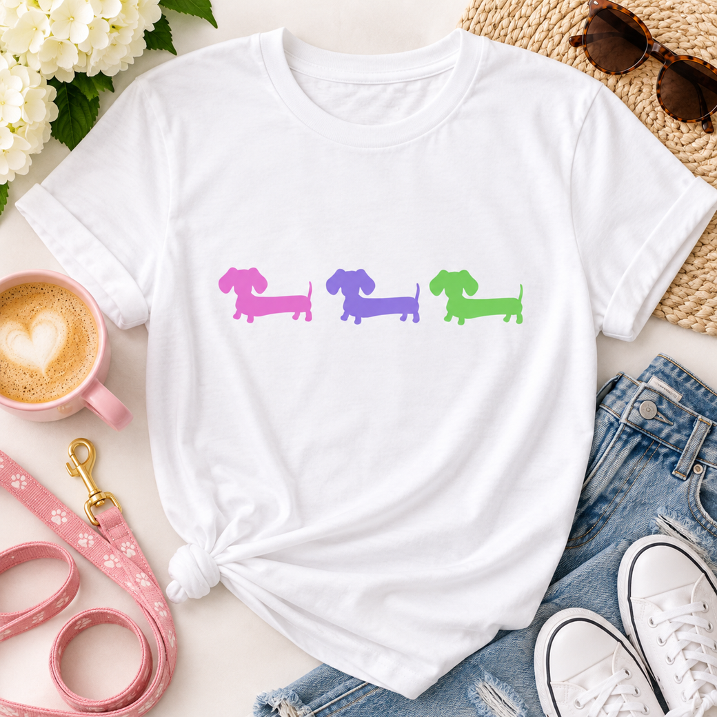 Ladies pastel three doxie shirt