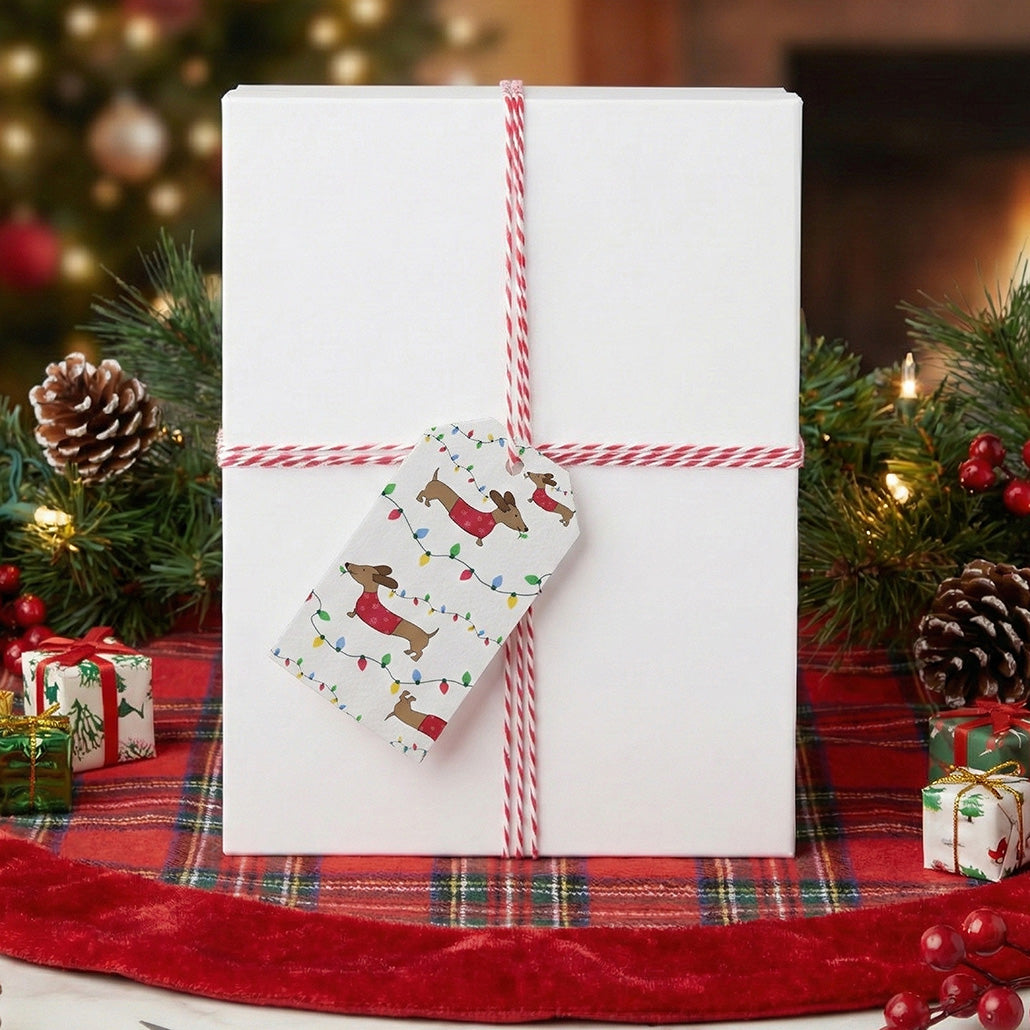 Dachshund and Christmas Tree Lights Wrapping Paper