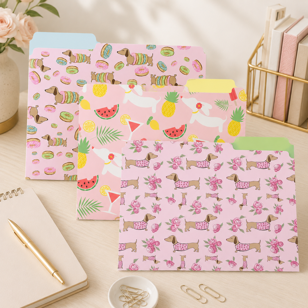 Dachshund Office File Folder Set