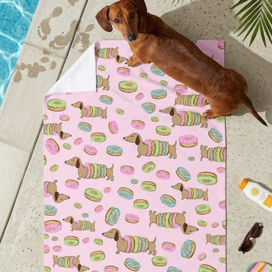 Dachshunds and Donuts Beach Towel