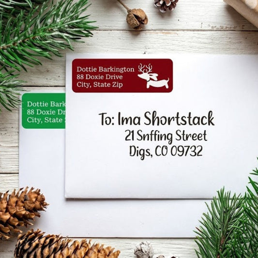 Dachshund Christmas Return Address Labels
