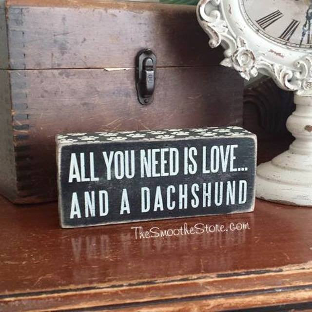 "All You Need is Love and a Dachshund" Box Sign, The Smoothe Store
