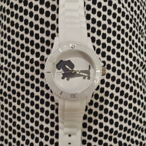Sporty White Dachshund Silicone Band Watch, The Smoothe Store