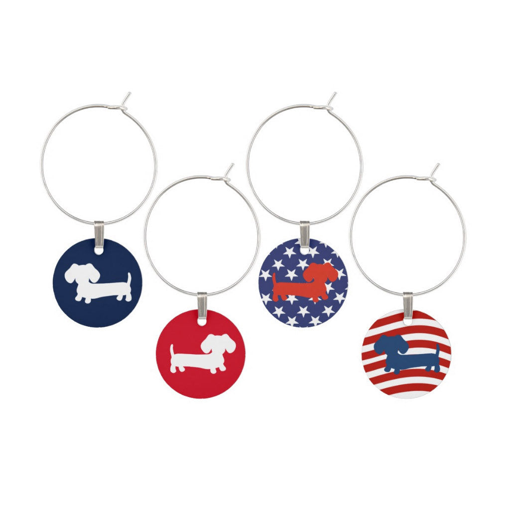 American Wiener Dog Wine Glass Charms, The Smoothe Store
