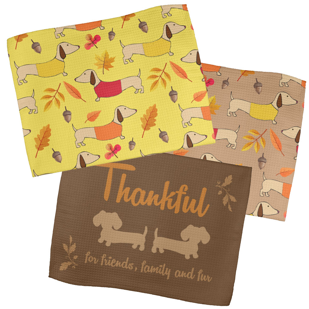 Thanksgiving and Fall Fun Dachshund Dish Towels, The Smoothe Store
