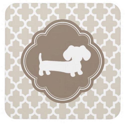 Brown & Beige Dachshund Drink Coaster Set, The Smoothe Store