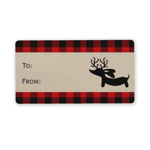 Wiener Dog Buffalo Plaid Christmas Gift Tags (8 per sheet), The Smoothe Store