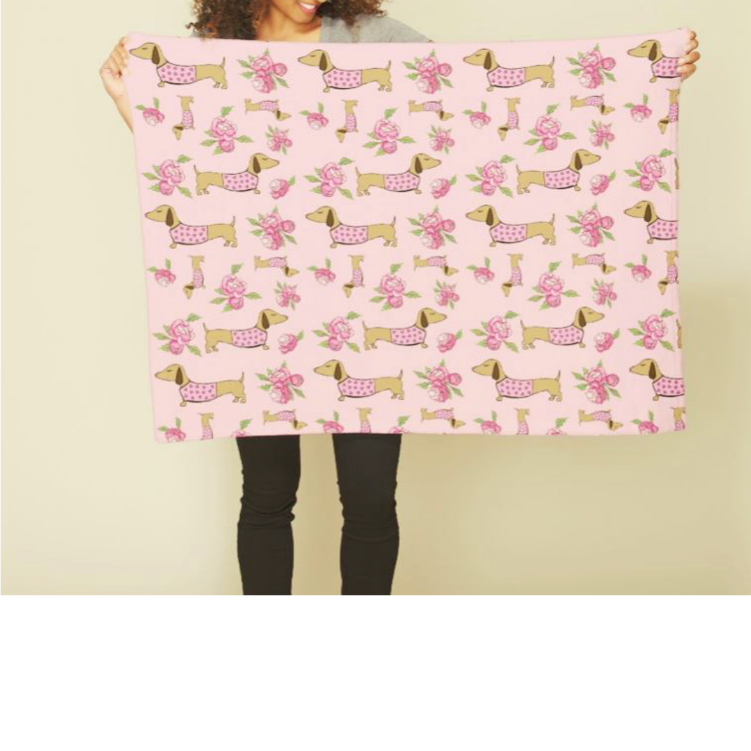 Dachshund Mother's Day Pink Floral Blanket, The Smoothe Store