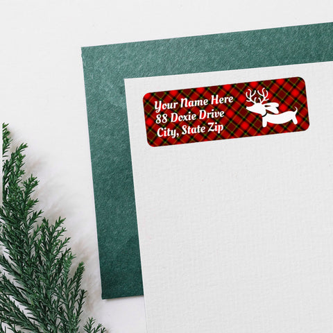 Reindeer Dachshund Christmas Return Address Labels, The Smoothe Store