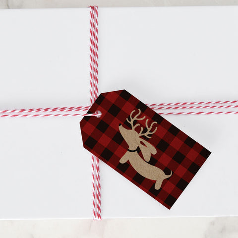 Reindeer Doxie Christmas Gift Tags