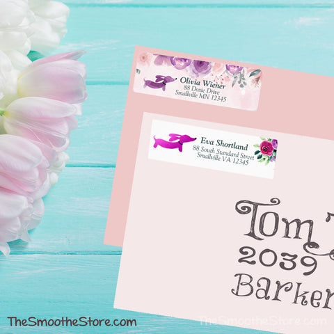 Dachshund Return Address Labels | Florals