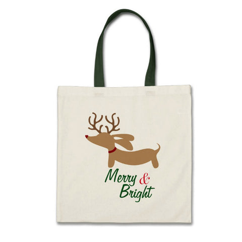Merry & Bright Dachshund Christmas Tote Bag, The Smoothe Store