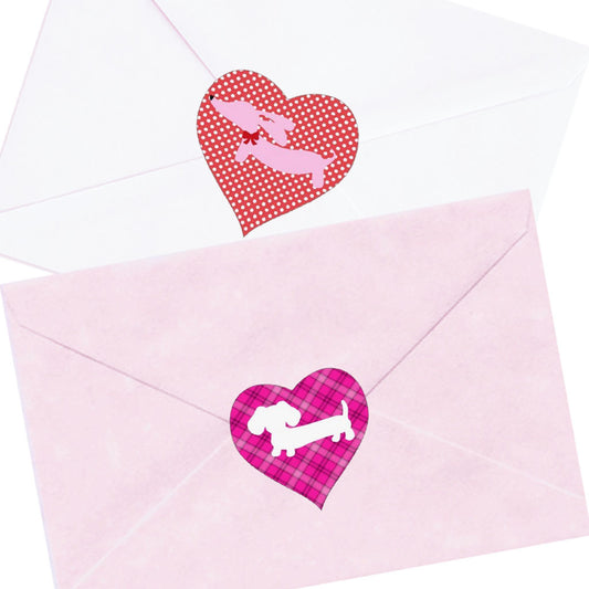 Pink Dachshund Heart Shaped Stickers, The Smoothe Store