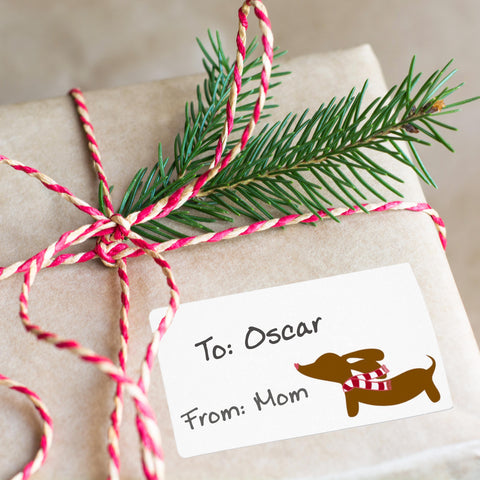 Dachshund Christmas Gift Labels (18 per sheet), The Smoothe Store