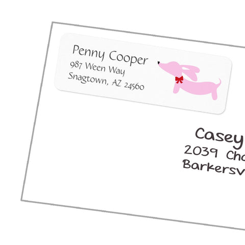 Pink Dachshund Return Address Labels, The Smoothe Store