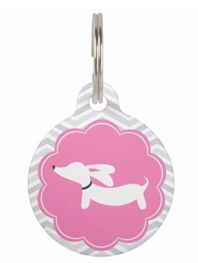 Dachshund on Scalloped Circle Dog ID Tags, The Smoothe Store